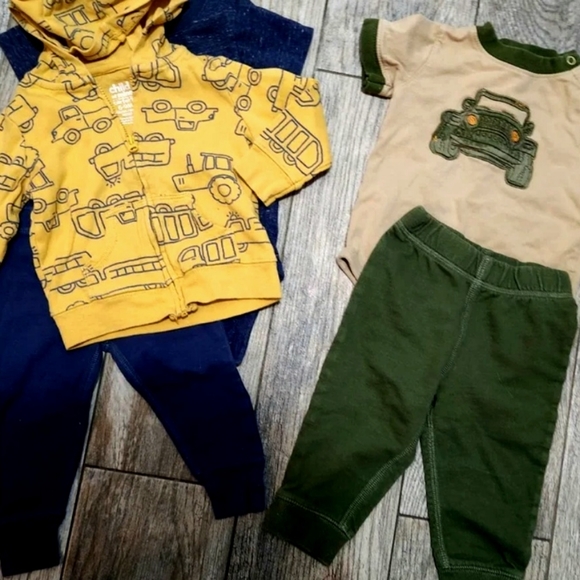 Two 9M Outfits- Construction Hoodie/Forest Green set. MOST ITEMS NWOT! - Picture 2 of 13